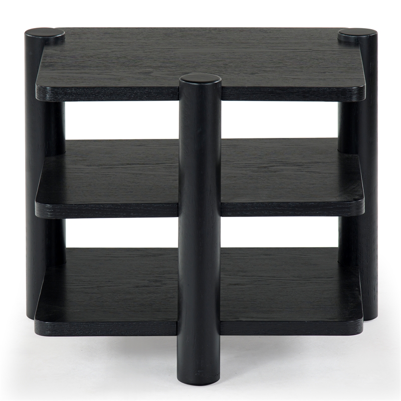 Safavieh Edisyn 3 Shelf Solid Wood Accent Table in Black