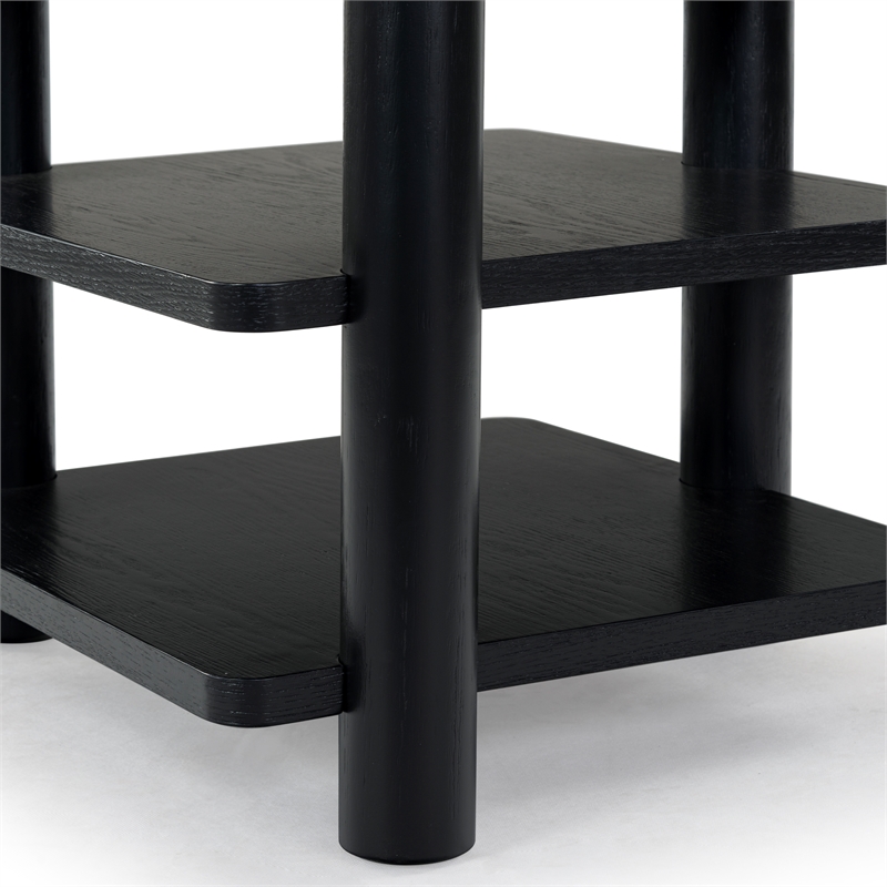 Safavieh Edisyn 3 Shelf Solid Wood Accent Table in Black