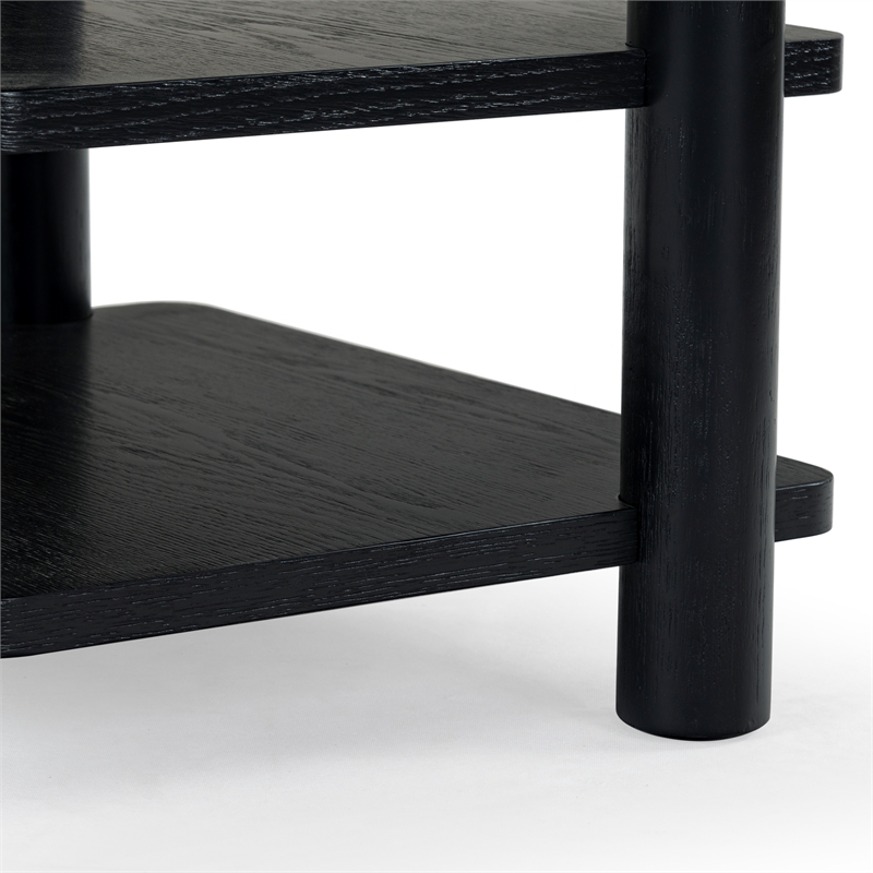 Safavieh Edisyn 3 Shelf Solid Wood Accent Table in Black
