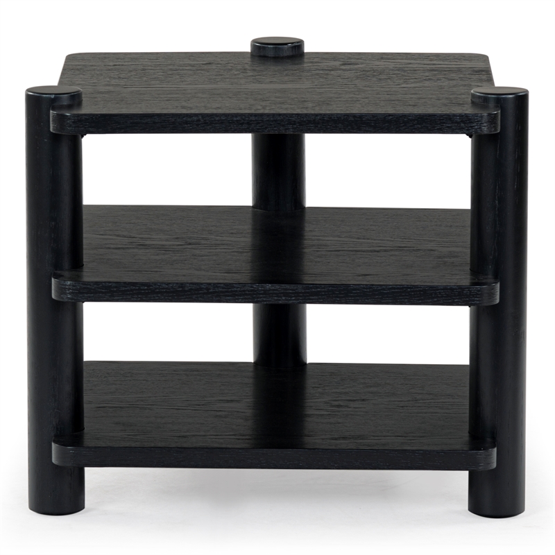 Safavieh Edisyn 3 Shelf Solid Wood Accent Table in Black