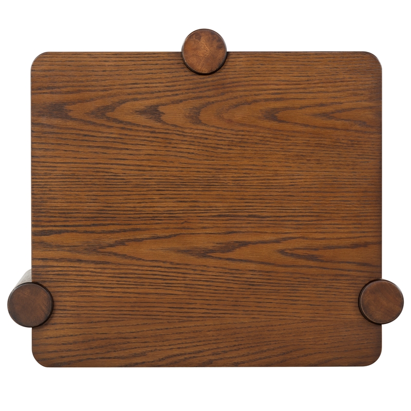 Safavieh Edisyn 3 Shelf Solid Wood Accent Table in Medium Oak