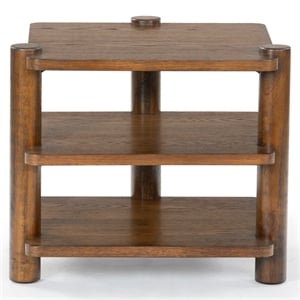 Safavieh Edisyn 3 Shelf Solid Wood Accent Table in Medium Oak