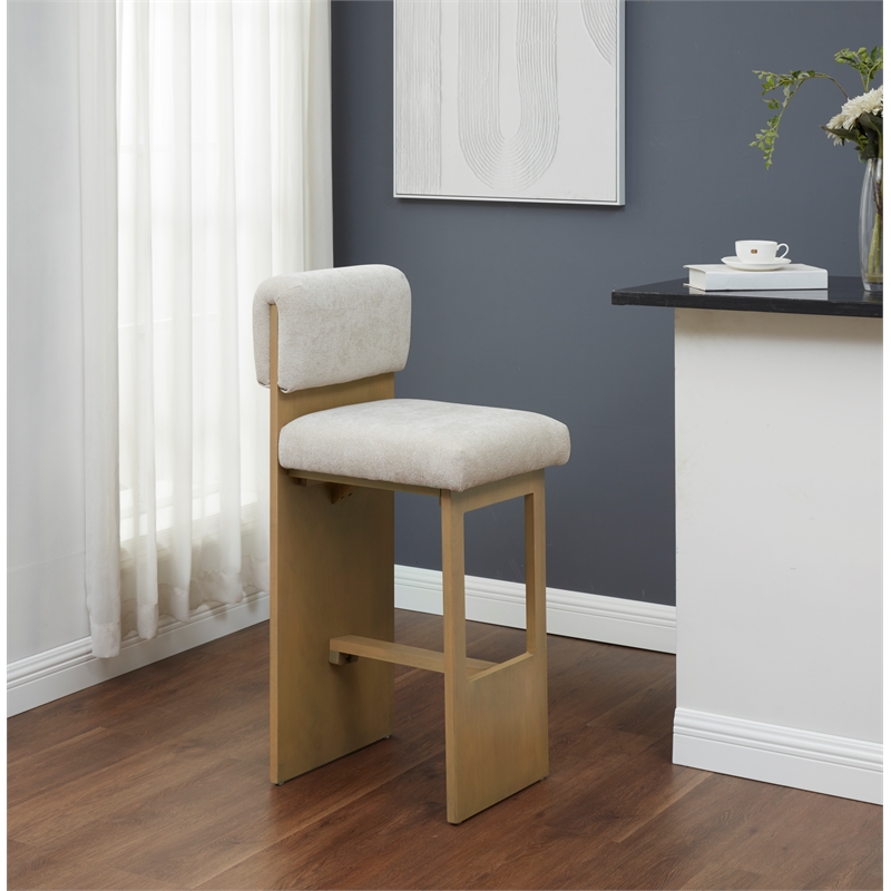 Safavieh Naja Wood Modern Barstool in Taupe / Natural