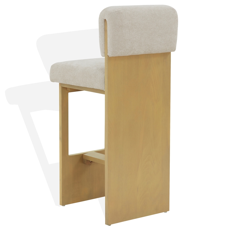 Safavieh Naja Wood Modern Barstool in Taupe / Natural