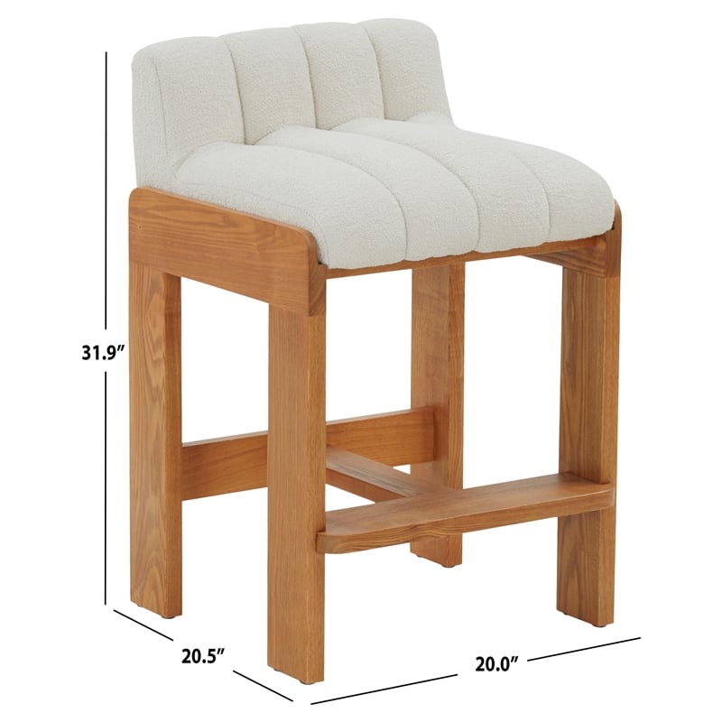Safavieh Delphini Wood Counter Stool in Ivory / Walnut