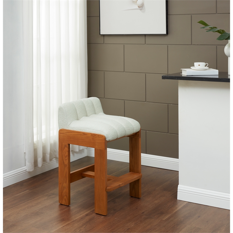 Safavieh Delphini Wood Counter Stool in Ivory / Walnut