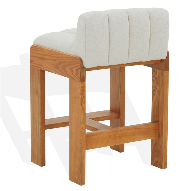 Safavieh Delphini Wood Counter Stool in Ivory / Walnut