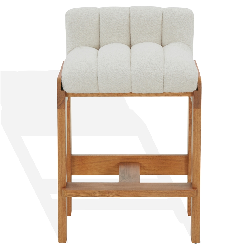 Safavieh Delphini Wood Counter Stool in Ivory / Walnut