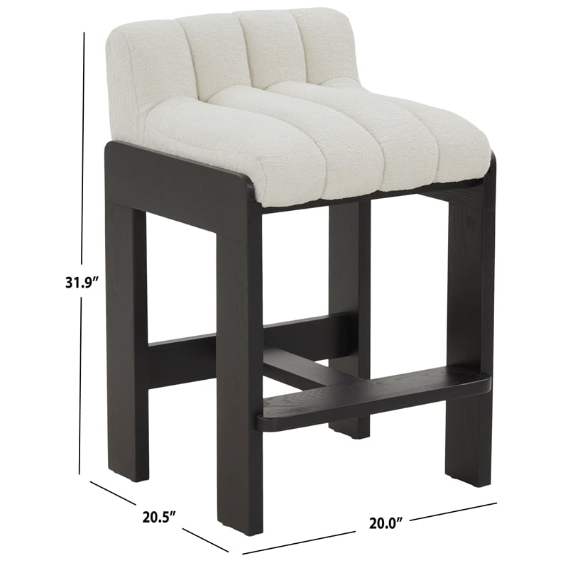 Safavieh Delphini Wood Counter Stool  in Ivory / Black