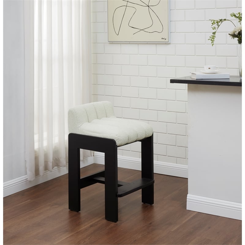 Safavieh Delphini Wood Counter Stool  in Ivory / Black