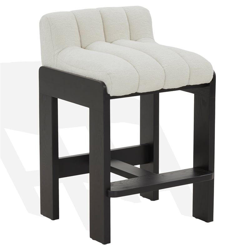 Safavieh Delphini Wood Counter Stool  in Ivory / Black