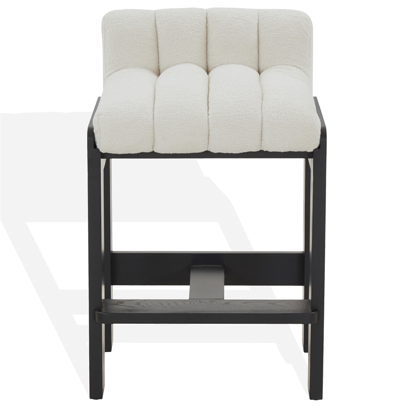 Safavieh Delphini Wood Counter Stool  in Ivory / Black