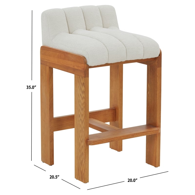 Safavieh Delphini Wood Barstool in Ivory / Walnut