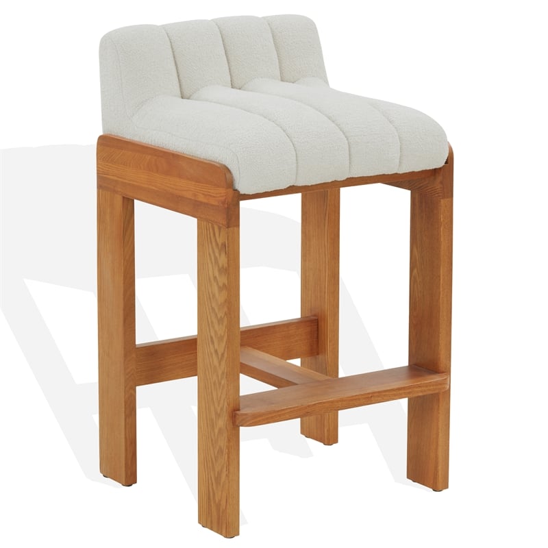 Safavieh Delphini Wood Barstool in Ivory / Walnut
