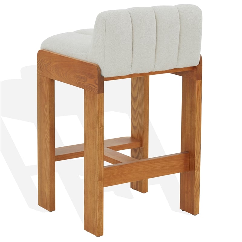 Safavieh Delphini Wood Barstool in Ivory / Walnut
