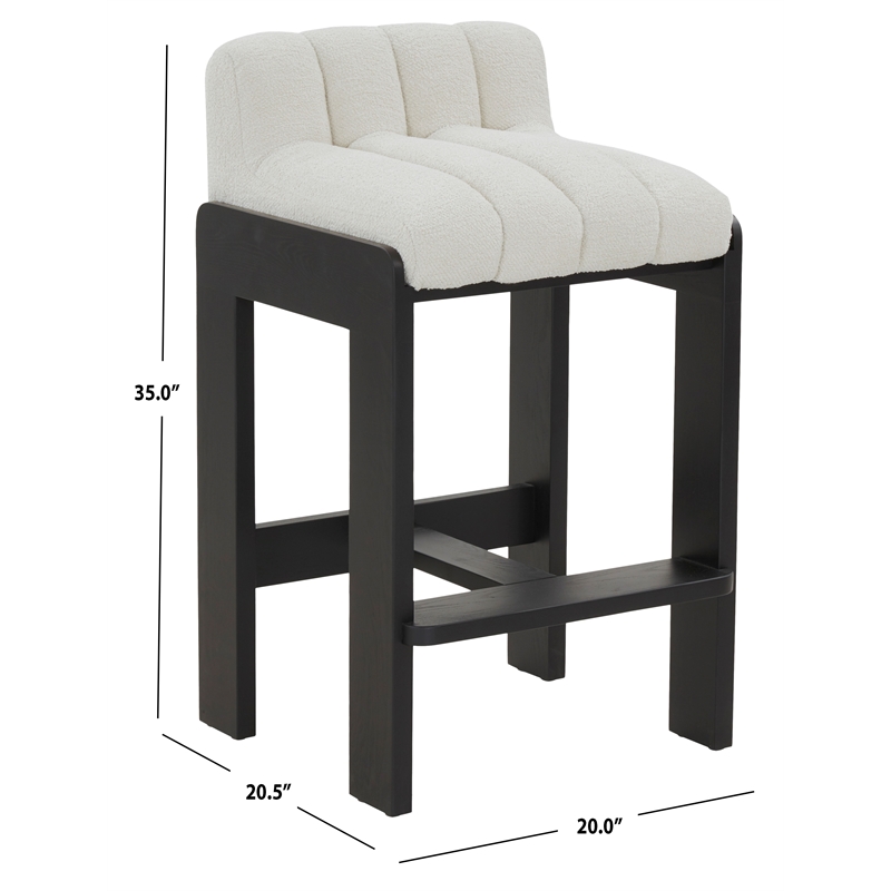 Safavieh Delphini Wood Barstool in Ivory / Black