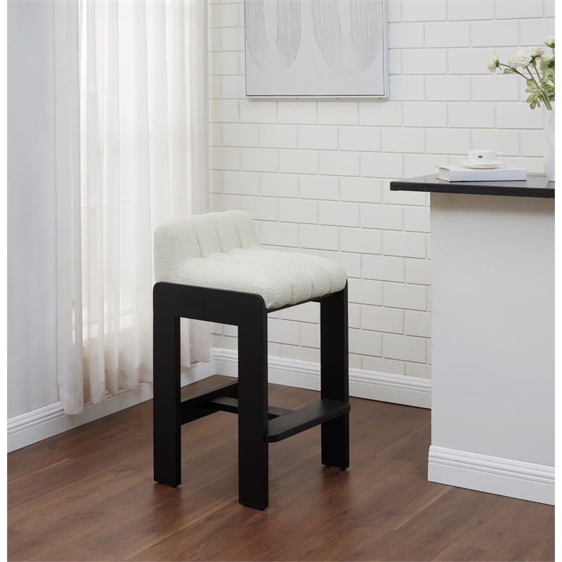 Safavieh Delphini Wood Barstool in Ivory / Black