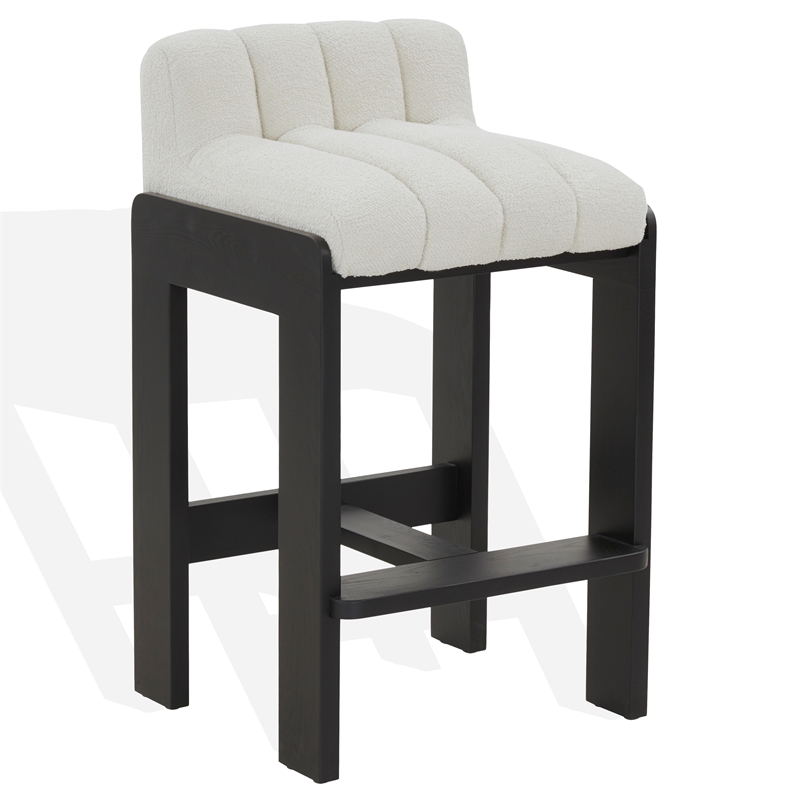 Safavieh Delphini Wood Barstool in Ivory / Black