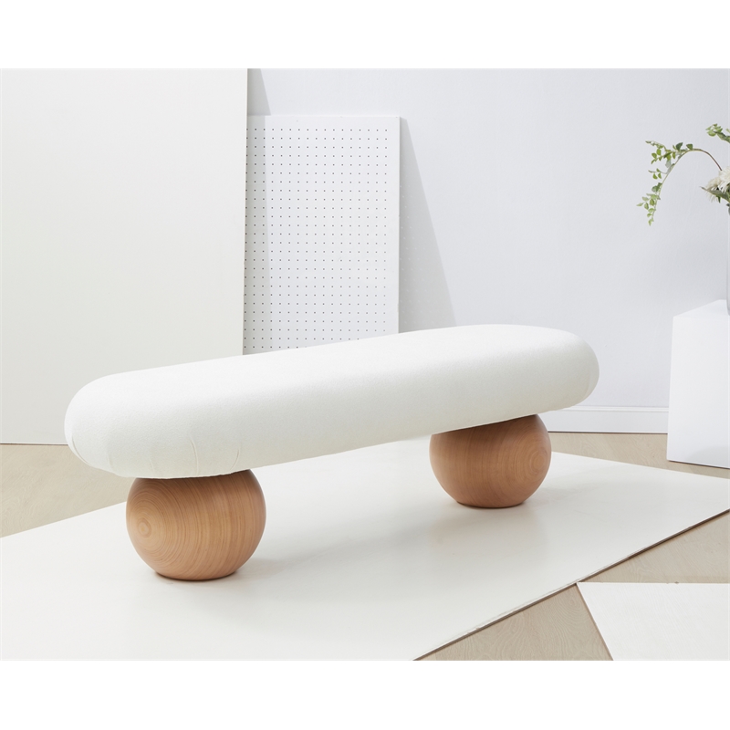 Safavieh Rosina Wood Modern Bench in Ivory / Natural