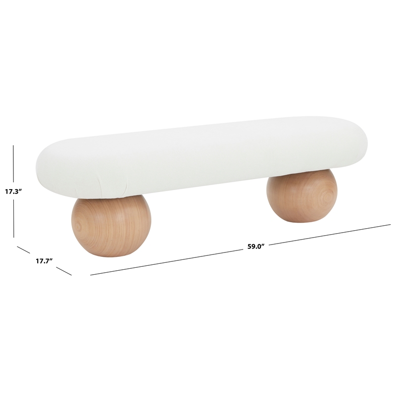 Safavieh Rosina Wood Modern Bench in Ivory / Natural