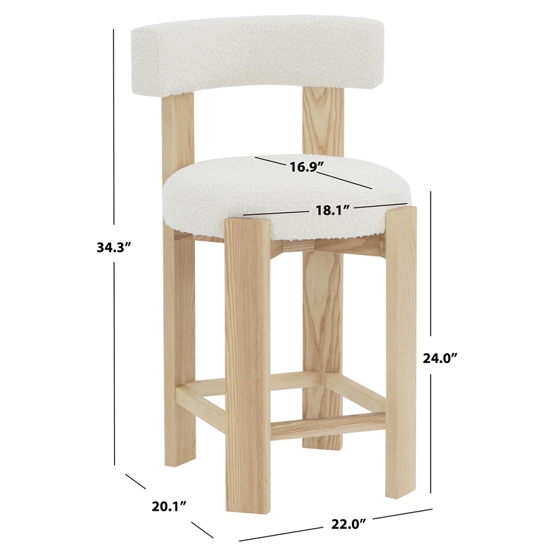 Safavieh Saralisa Wood Counter Stool  in Ivory / Natural
