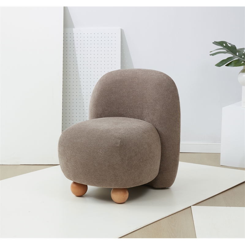 Safavieh Kalia Wood Bun Foot Accent Chair in Brown / Natural