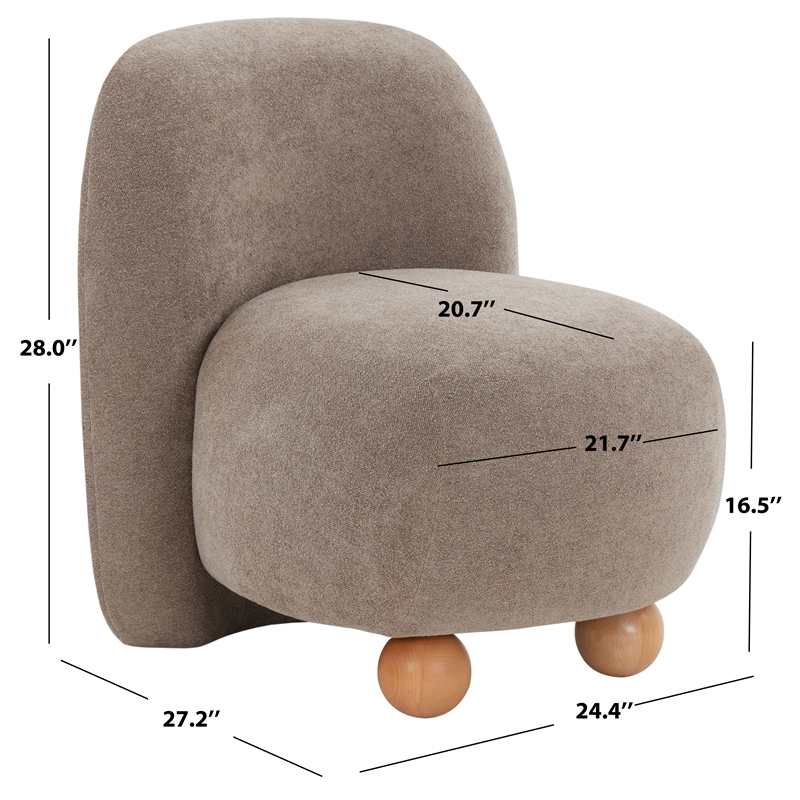 Safavieh Kalia Wood Bun Foot Accent Chair in Brown / Natural