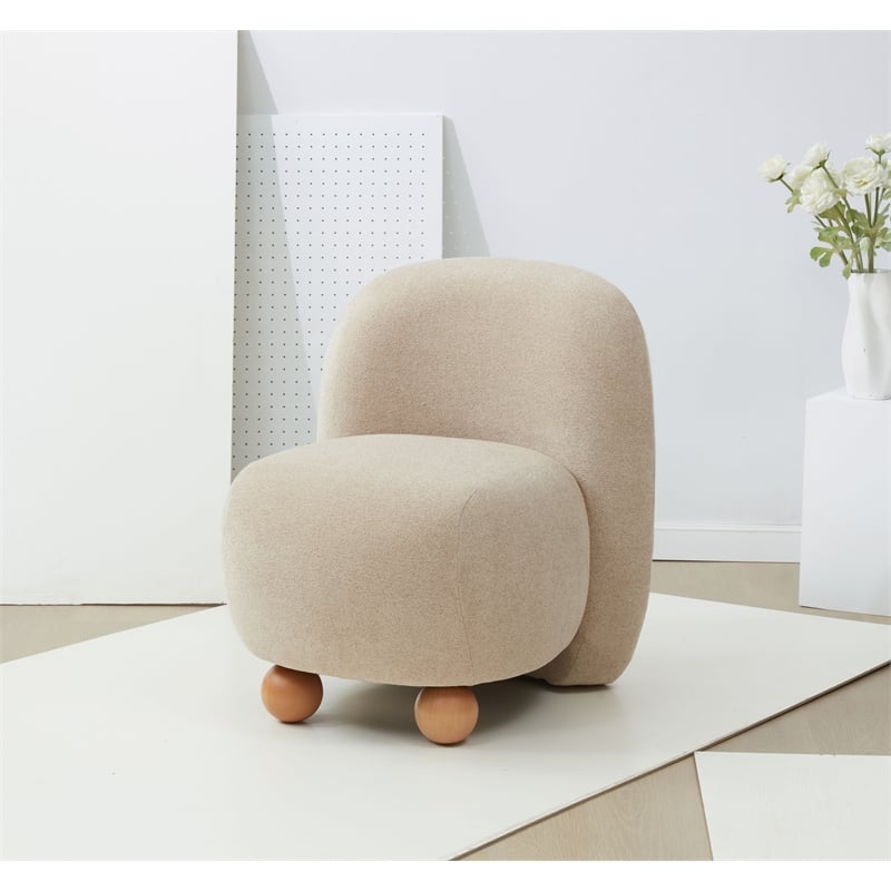 Safavieh Kalia Wood Bun Foot Accent Chair in Tan / Natural