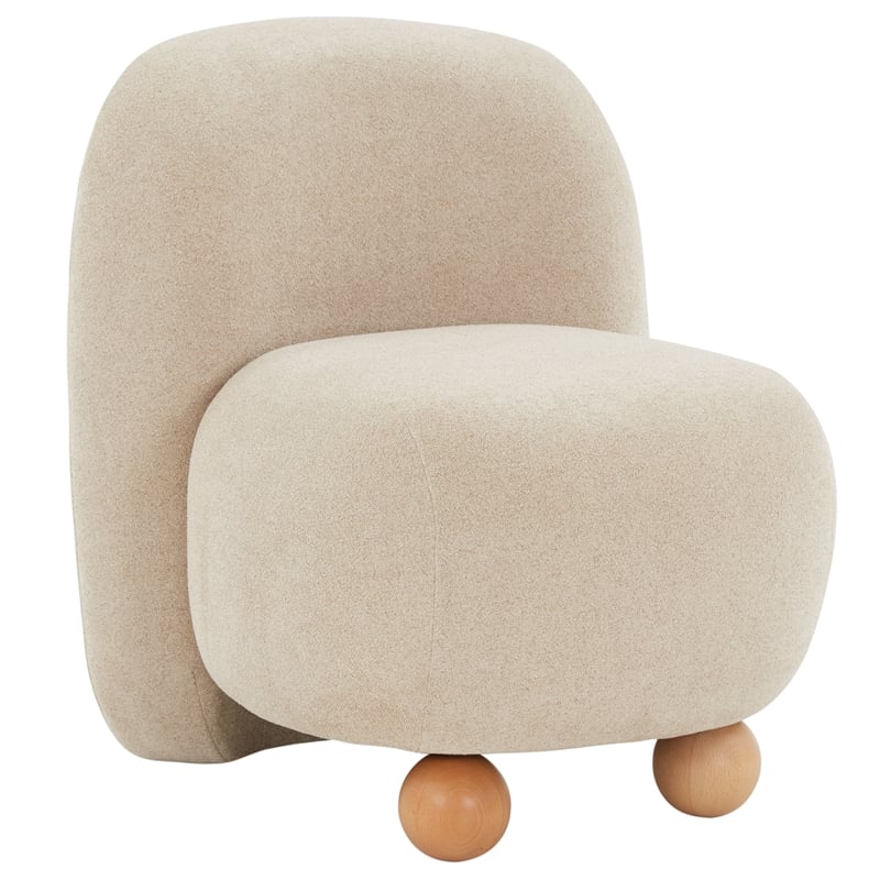 Safavieh Kalia Wood Bun Foot Accent Chair in Tan / Natural