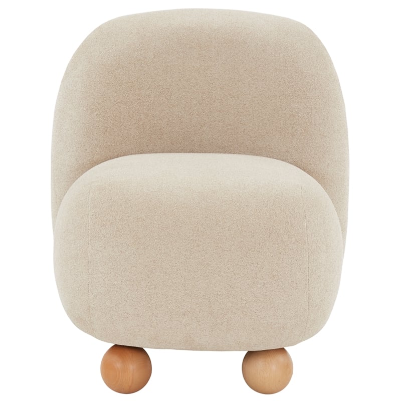 Safavieh Kalia Wood Bun Foot Accent Chair in Tan / Natural