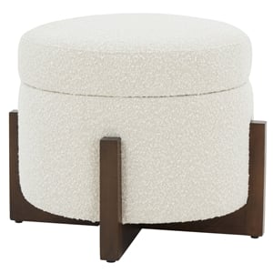 Safavieh Danylyn Wood Storage Ottoman  in Cream / Brown