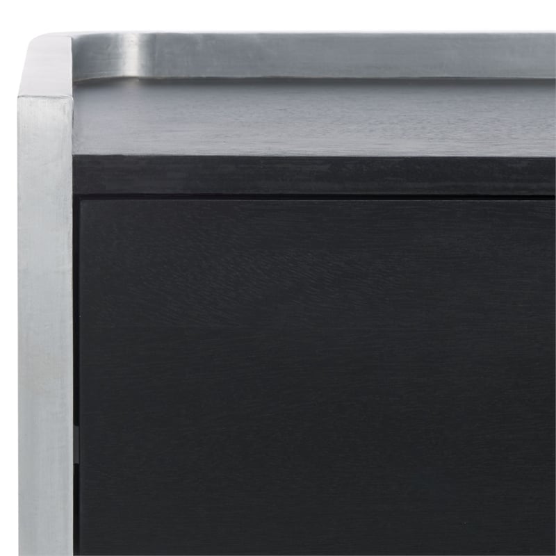 Safavieh Ottawa Wood and Aluminum Nightstand in Black / Silver