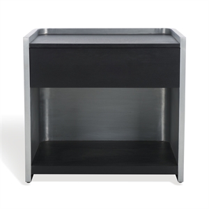 Safavieh Ottawa Wood and Aluminum Nightstand in Black / Silver