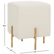 Safavieh Jessa Square Wood and Iron Ottoman in Ivory / Brass