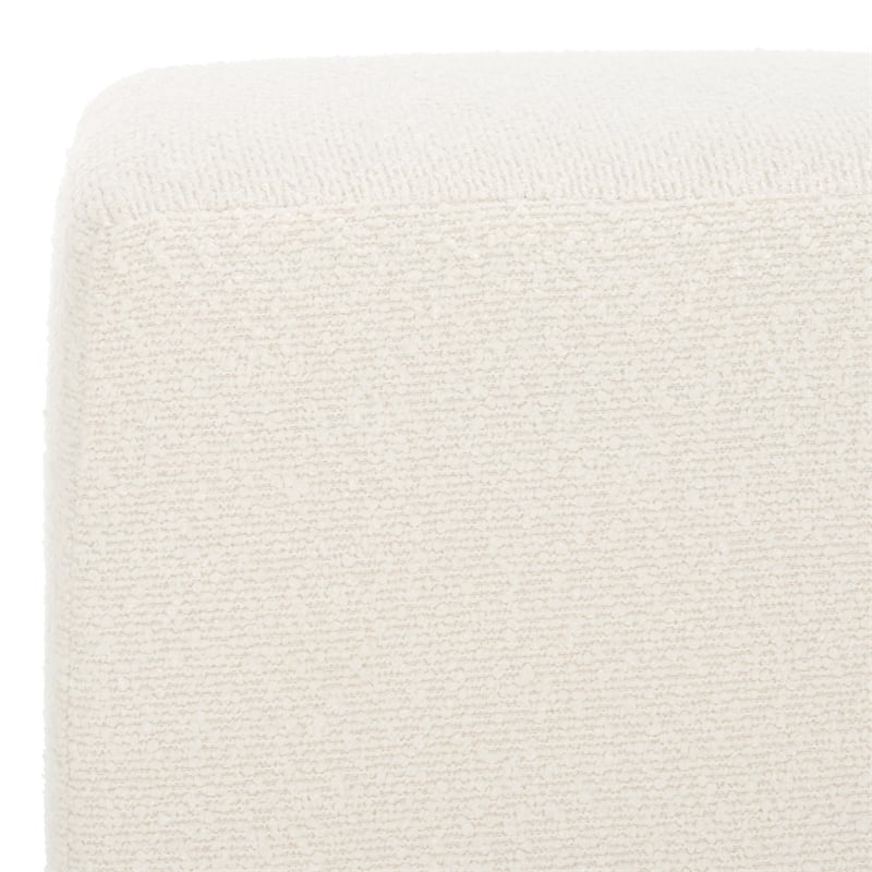 Safavieh Jessa Square Wood and Iron Ottoman in Ivory / Brass