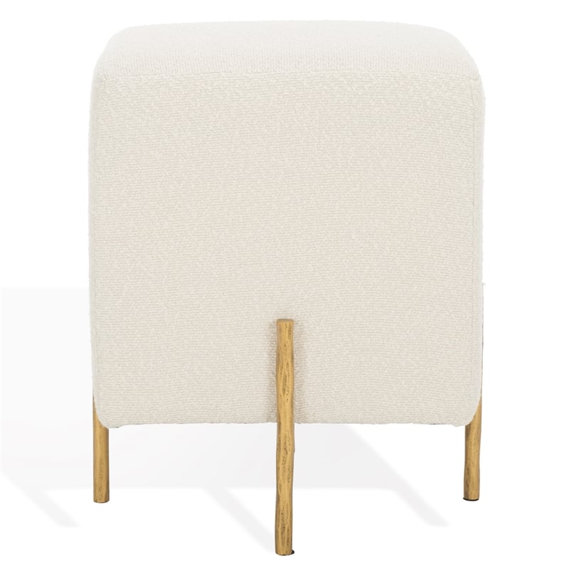 Safavieh Jessa Square Wood and Iron Ottoman in Ivory / Brass