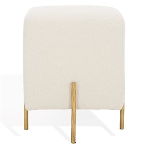 Safavieh Jessa Square Wood and Iron Ottoman in Ivory / Brass