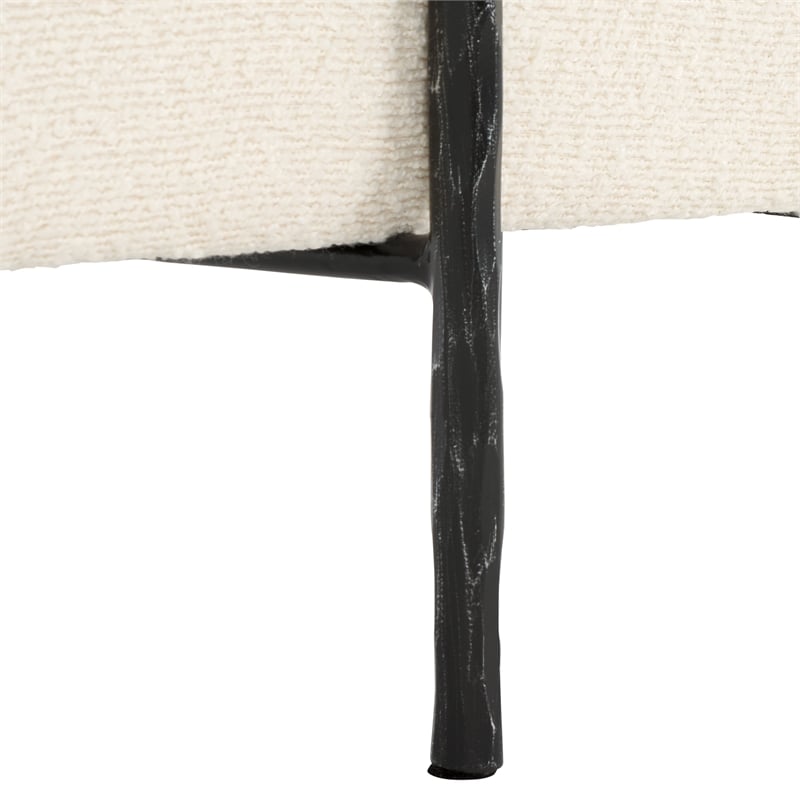 Safavieh Jessa Square Wood and Iron Ottoman in Ivory / Black