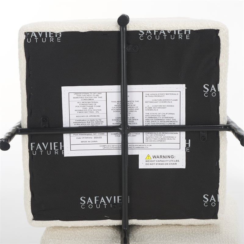 Safavieh Jessa Square Wood and Iron Ottoman in Ivory / Black