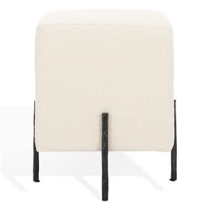 Safavieh Jessa Square Wood and Iron Ottoman in Ivory / Black