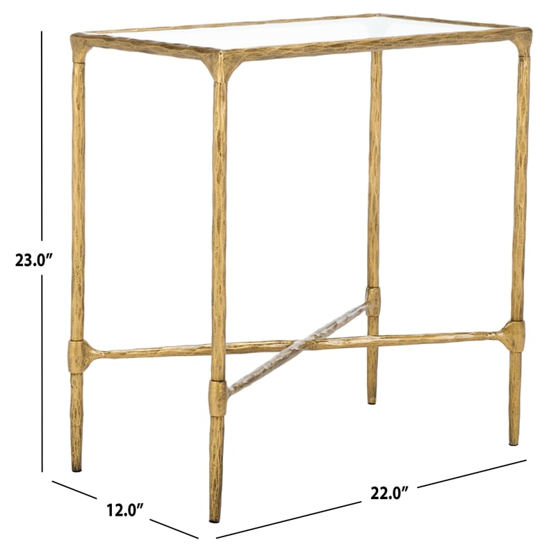 Safavieh Isabellina Iron and Glass Accent Table in Brass / Clear