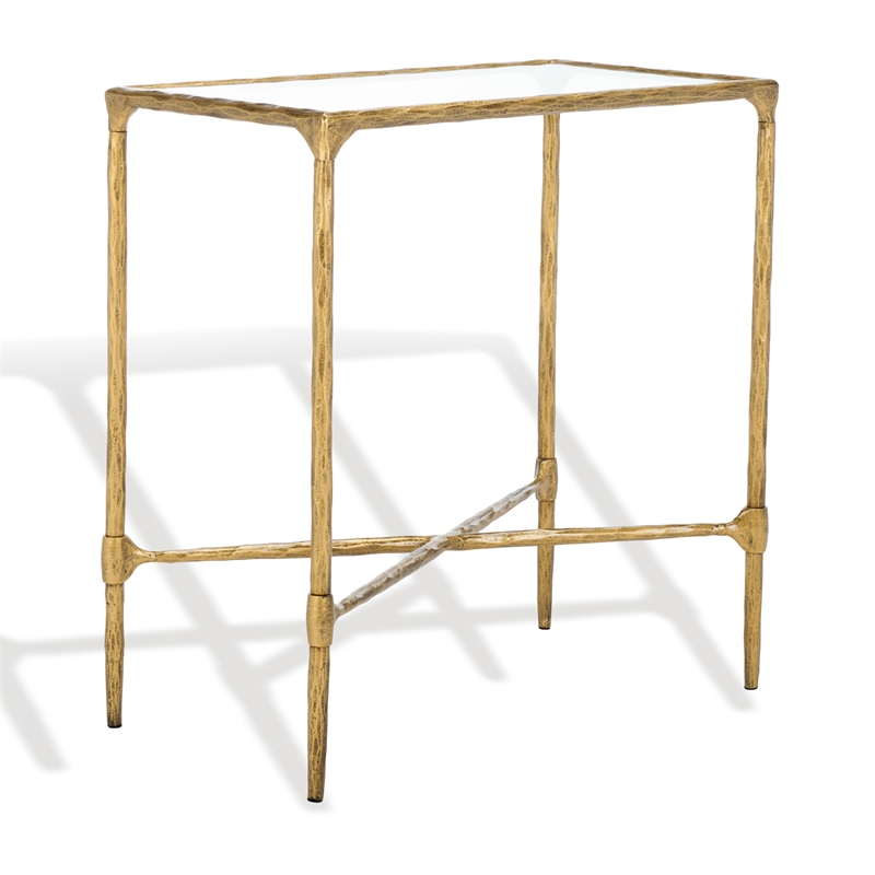 Safavieh Isabellina Iron and Glass Accent Table in Brass / Clear