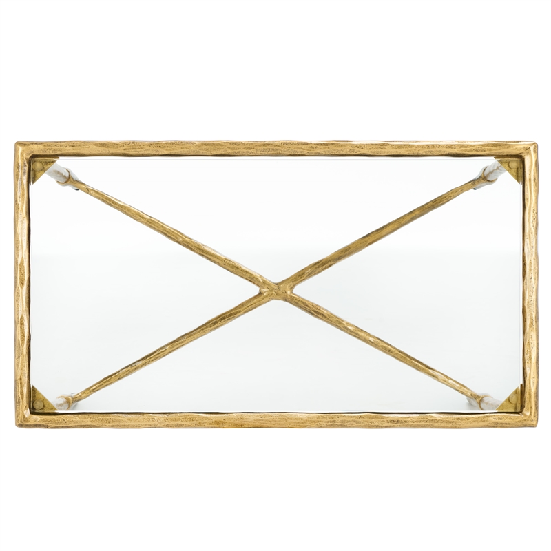 Safavieh Isabellina Iron and Glass Accent Table in Brass / Clear