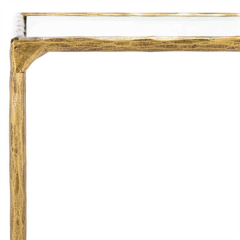 Safavieh Isabellina Iron and Glass Accent Table in Brass / Clear