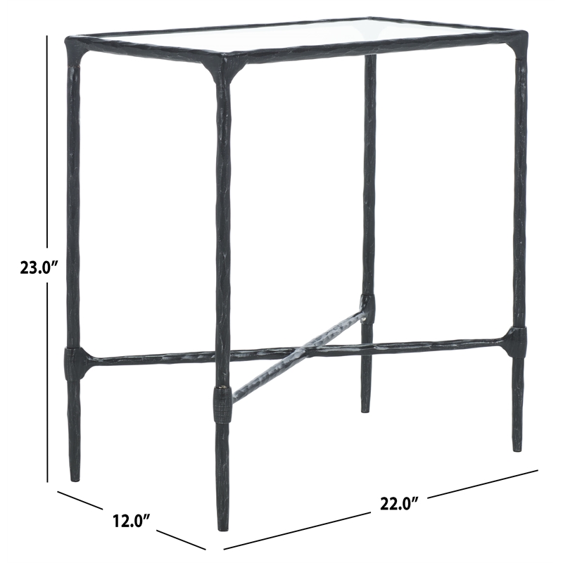 Safavieh Isabellina Iron and Glass Accent Table in Black / Clear