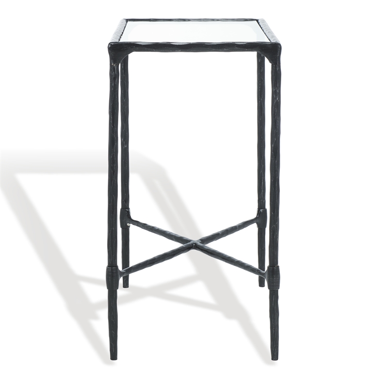Safavieh Isabellina Iron and Glass Accent Table in Black / Clear