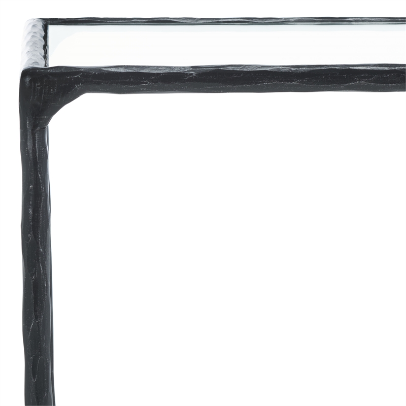 Safavieh Isabellina Iron and Glass Accent Table in Black / Clear