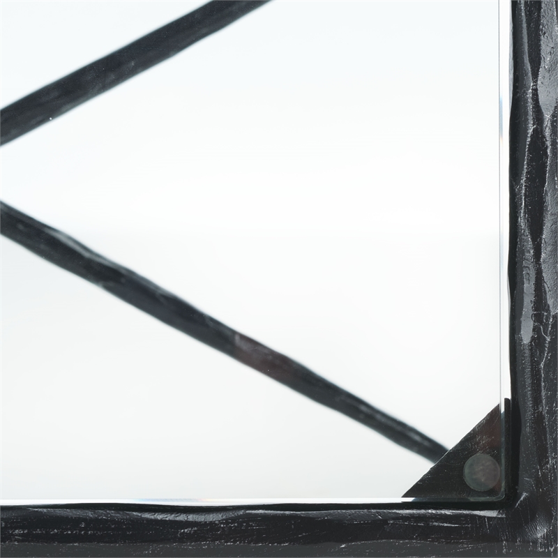 Safavieh Isabellina Iron and Glass Accent Table in Black / Clear