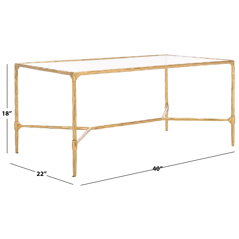 Safavieh Isabellina Iron and Glass Coffee Table in Brass / Clear
