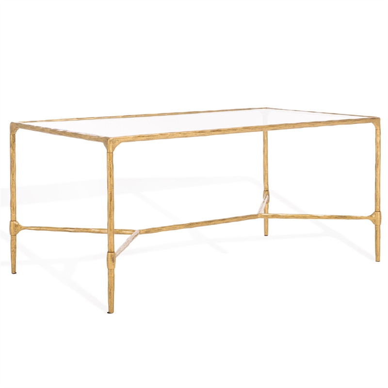 Safavieh Isabellina Iron and Glass Coffee Table in Brass / Clear